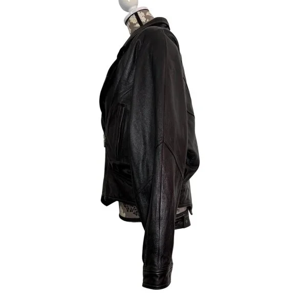 Leather Limited Black Leather Moto Jacket Quilted Lined Thermolite Womens XL - Picture 2 of 8